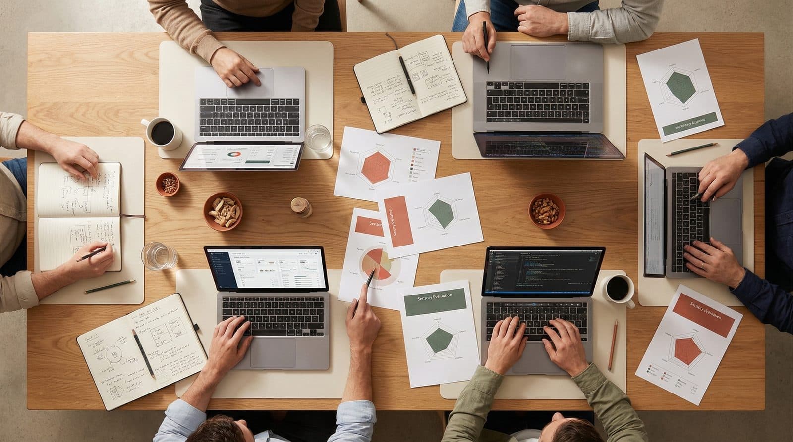 Collaborative AI workshop session with data visualizations and notebooks